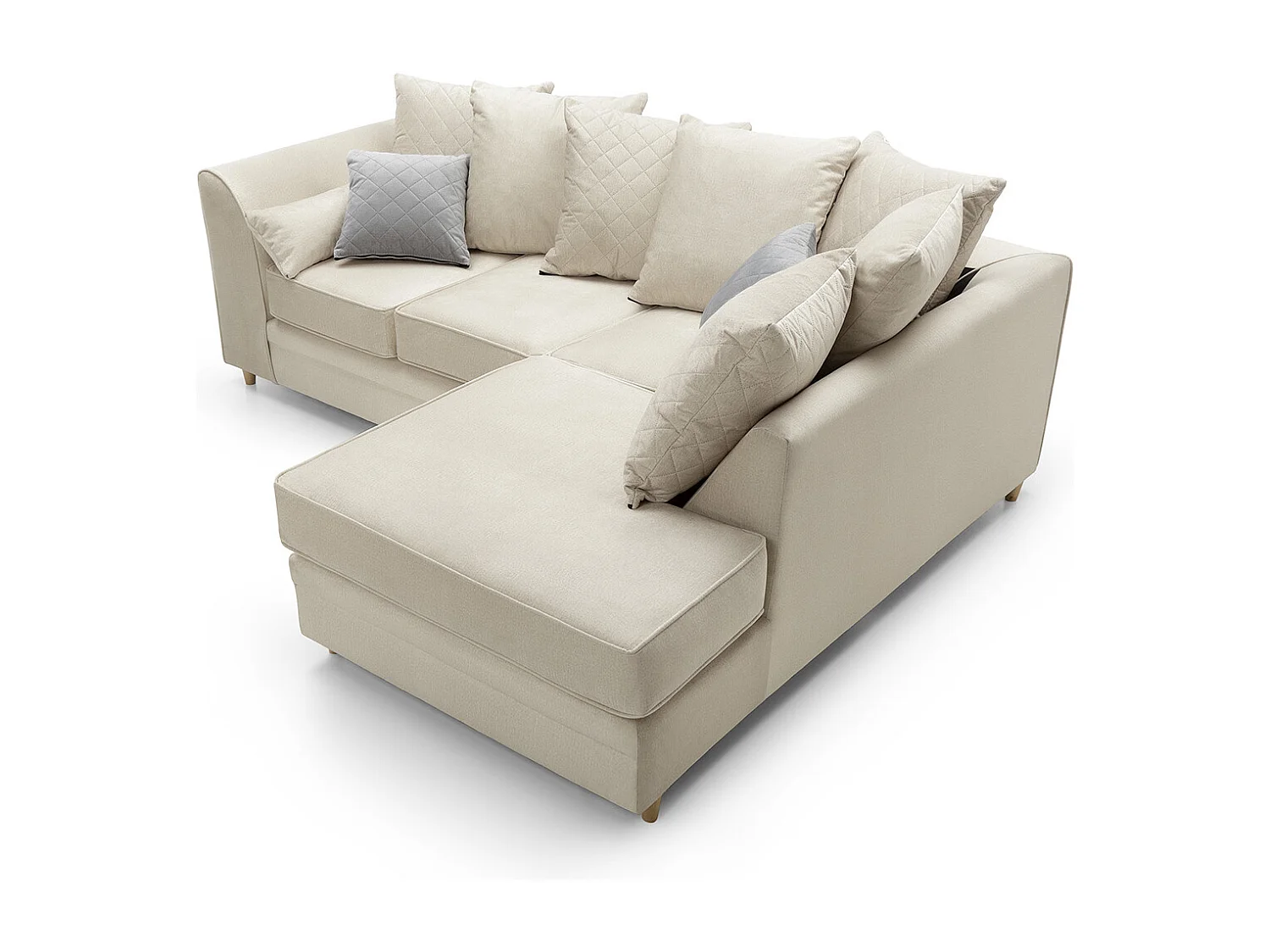Chicago Velvet Right Facing Corner Sofa in Cream