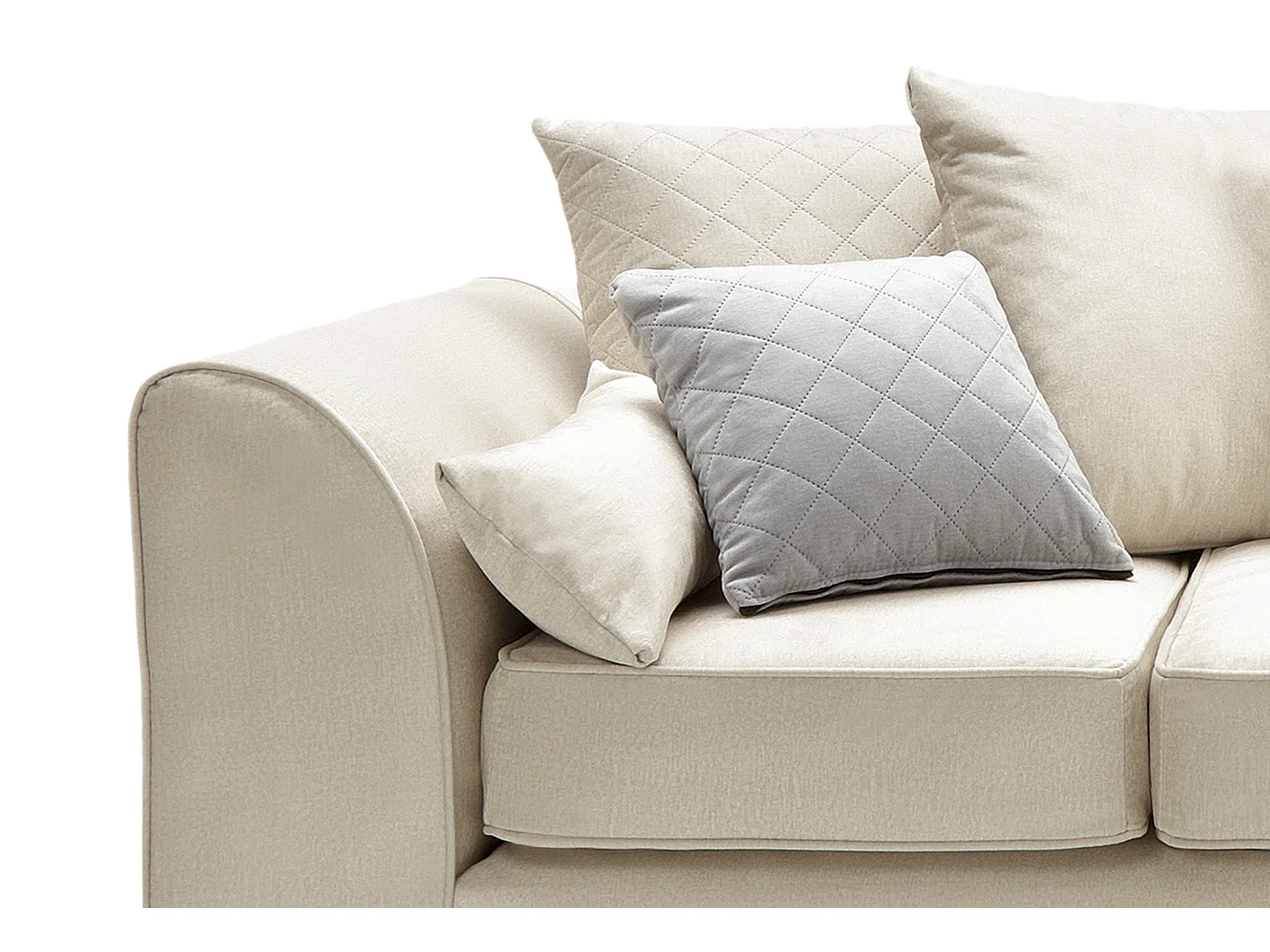 Chicago Velvet Right Facing Corner Sofa in Cream