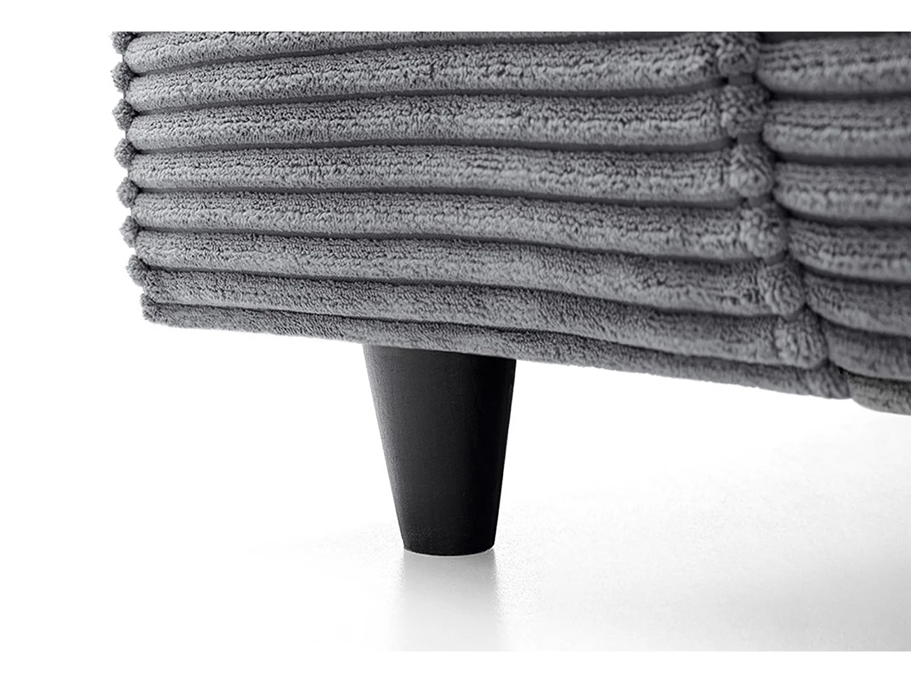Jumbo Cord Fabric Corner Sofa with Scatter Cushions Right Facing Grey