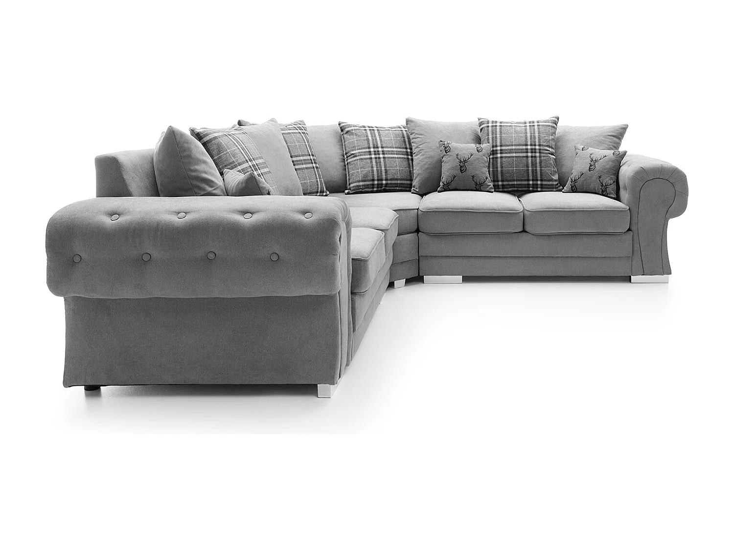 Verona Corner Sofa in Light Grey Linen Fabric