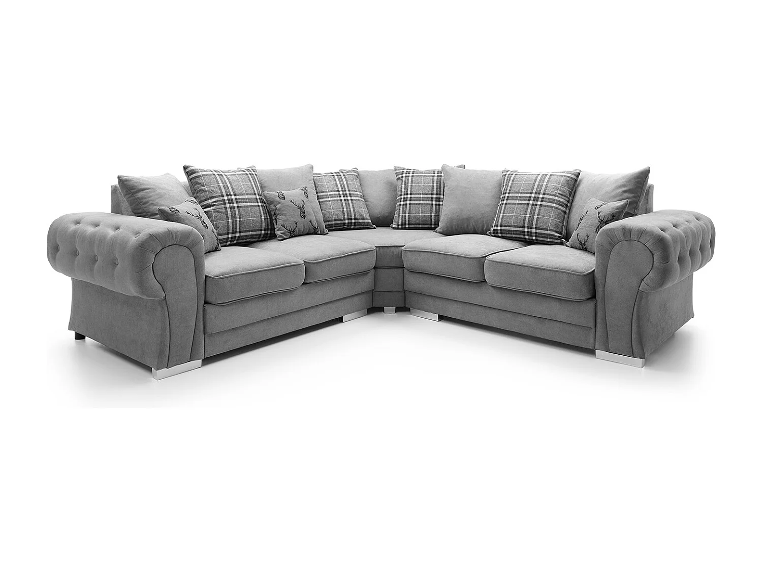 Verona Corner Sofa in Light Grey Linen Fabric