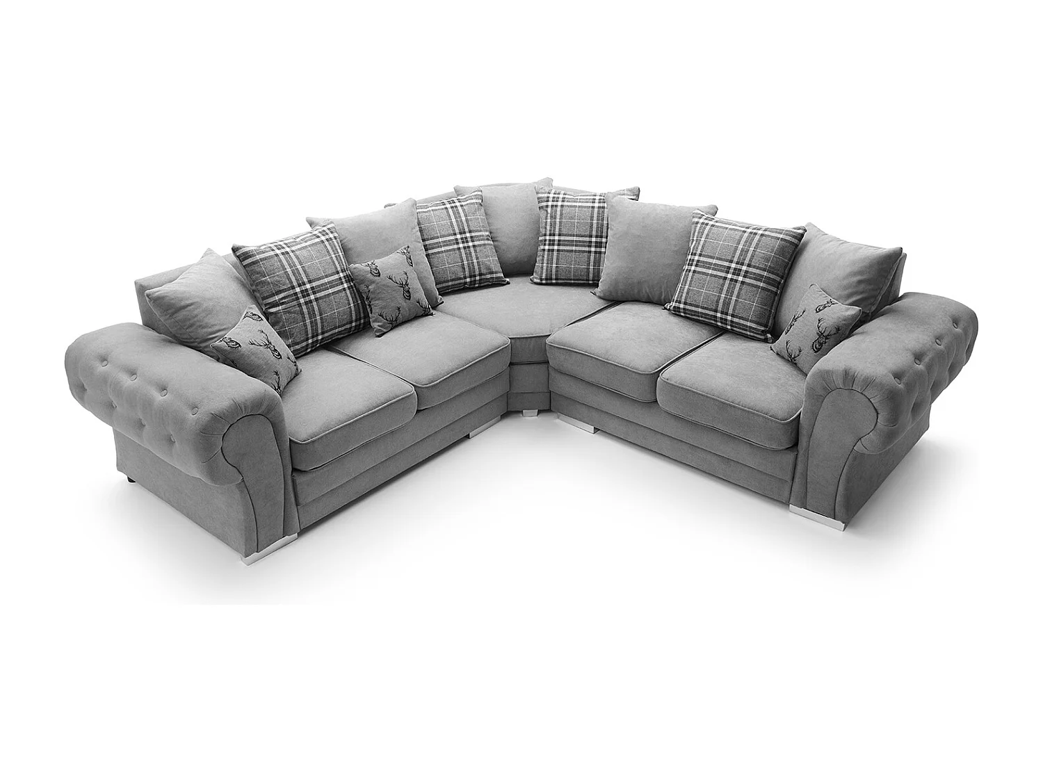 Verona Corner Sofa in Light Grey Linen Fabric