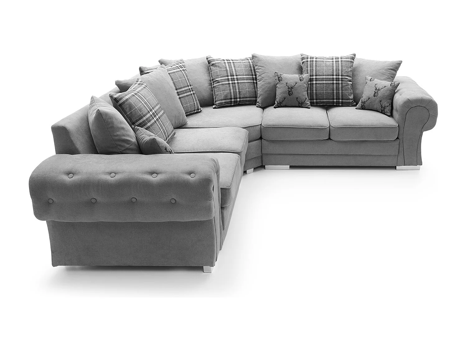 Verona Corner Sofa in Light Grey Linen Fabric