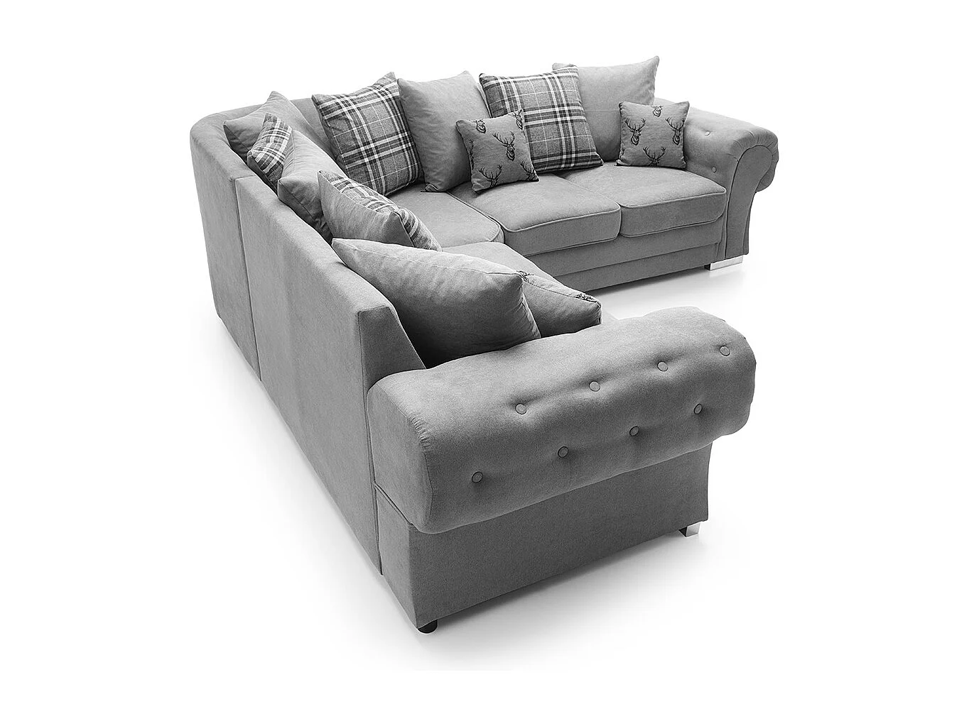 Verona Corner Sofa in Light Grey Linen Fabric