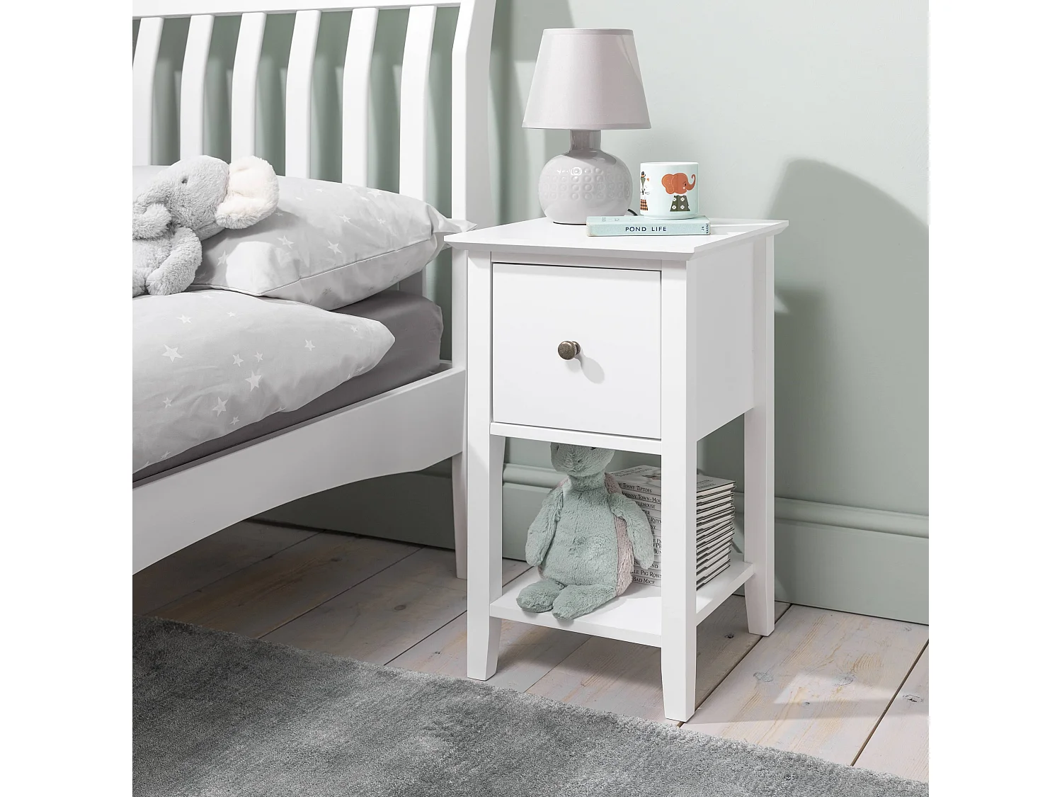 Noa & Nani Asora Bedside Table with Drawer in White