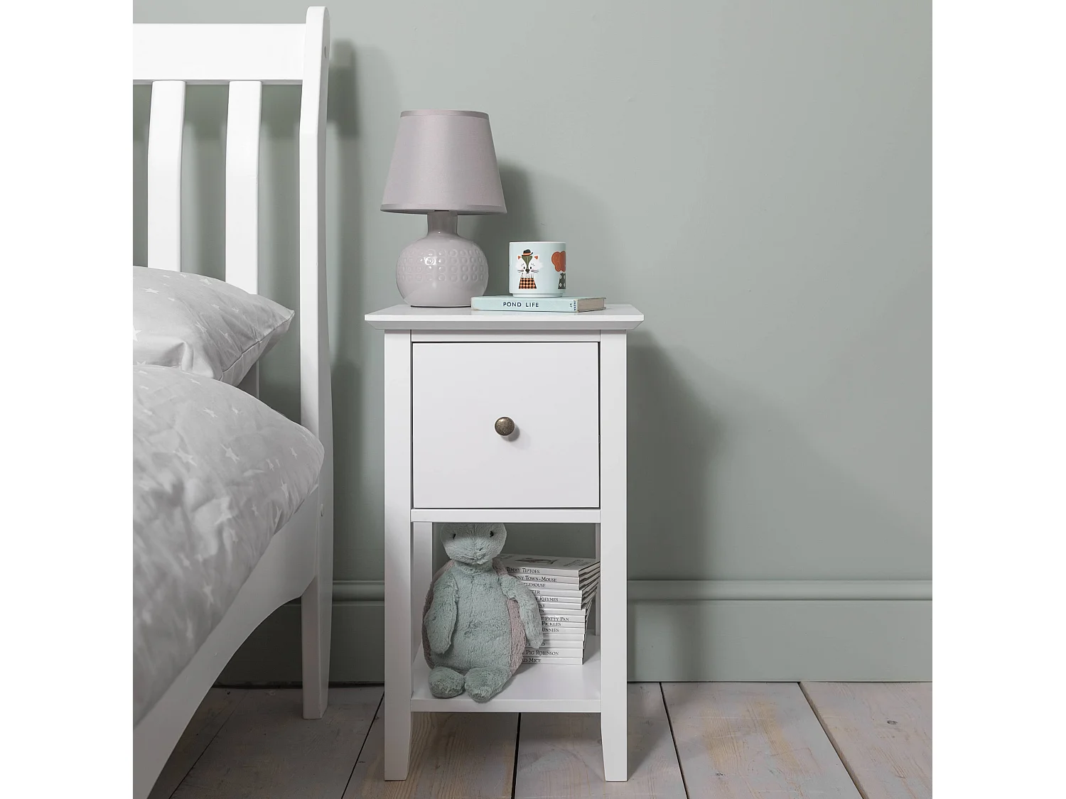 Noa & Nani Asora Bedside Table with Drawer in White