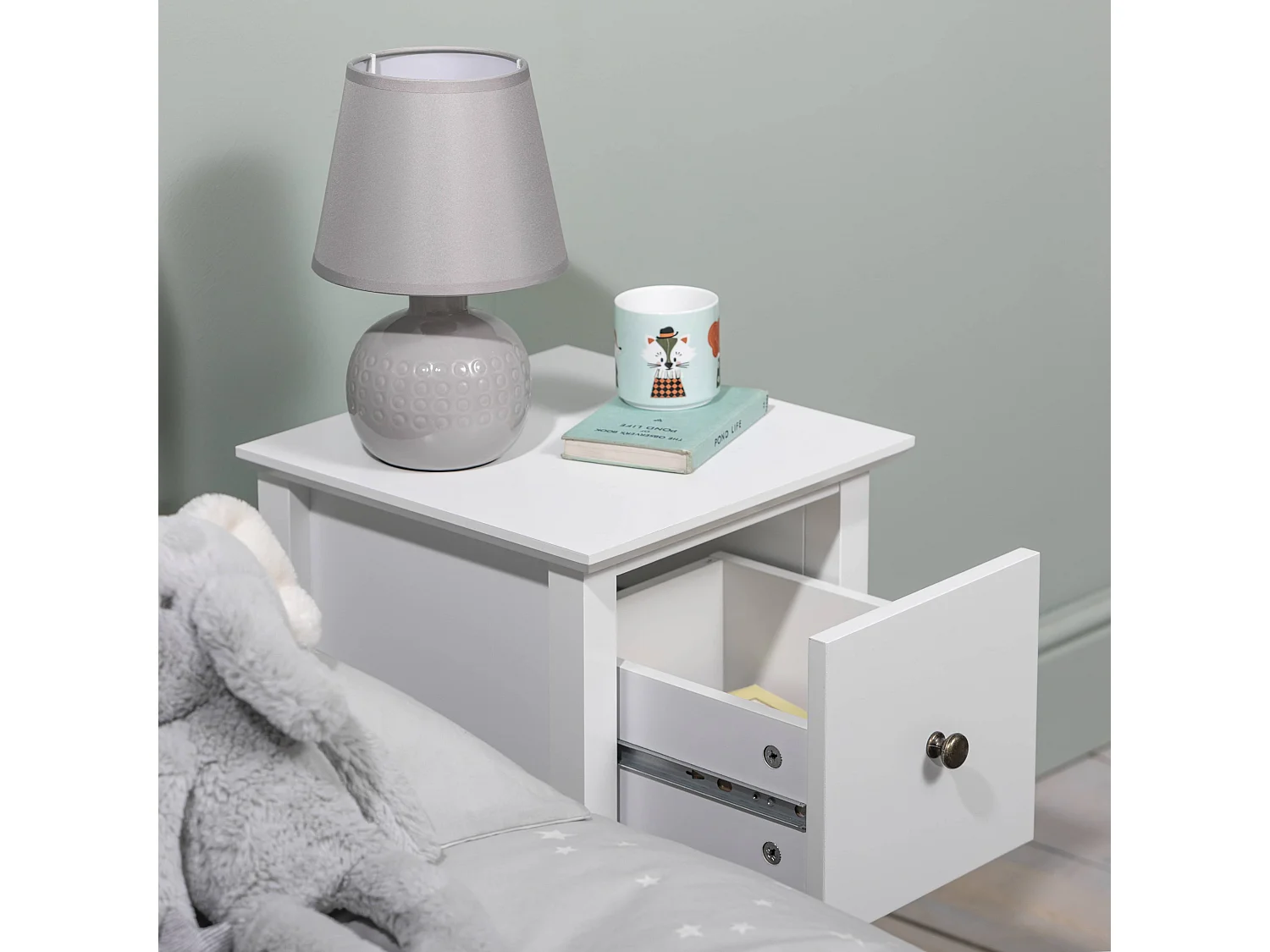 Noa & Nani Asora Bedside Table with Drawer in White