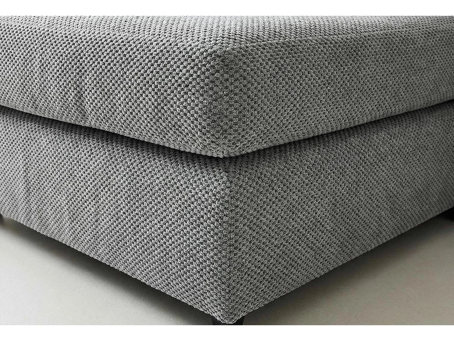 Jumbo Grid-Textured Fabric Corner Sofa with Scatter Cushions Left Facing Light Grey