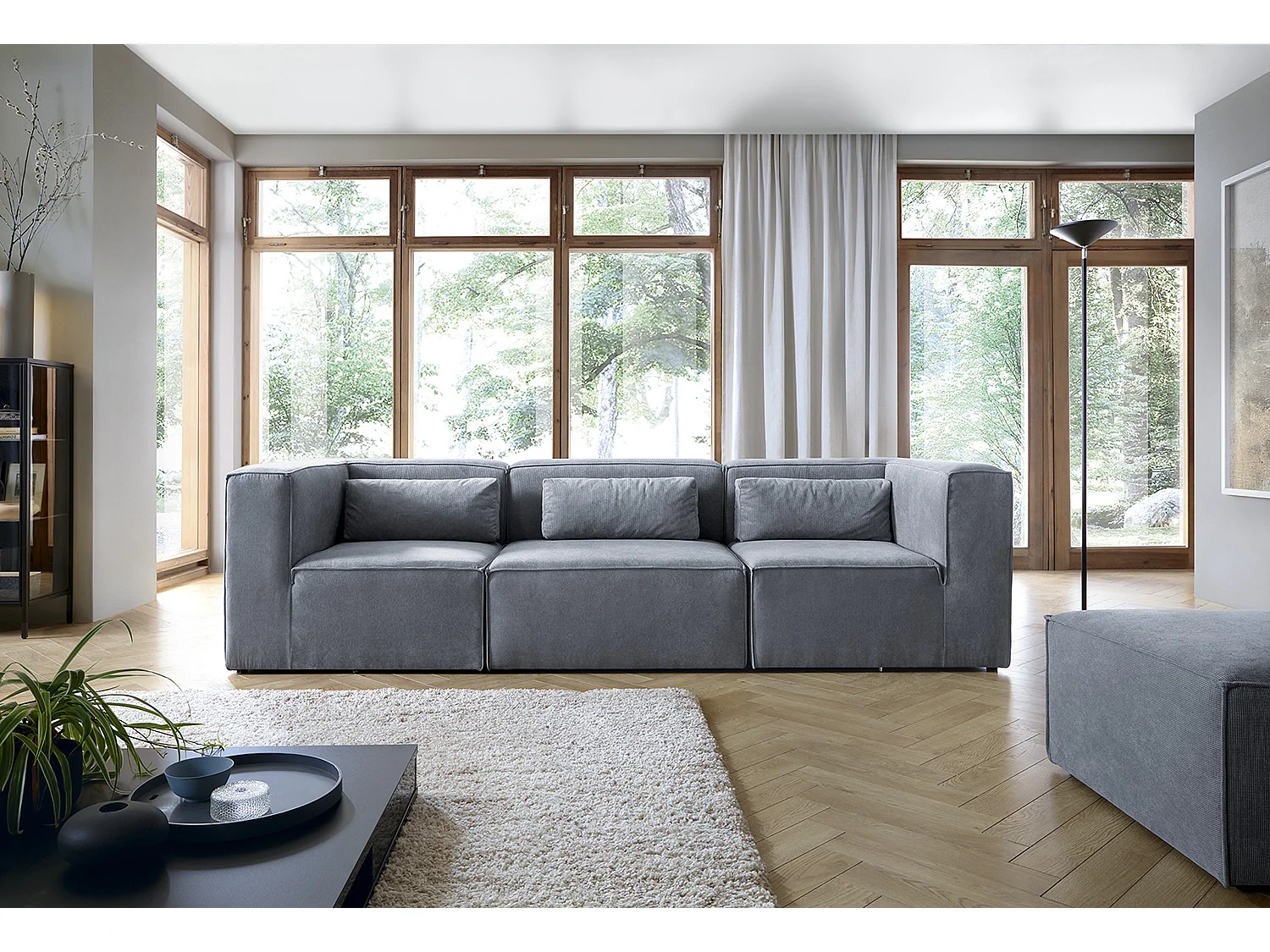 Doris Reversible 4 Seater Sofa in Dark Grey with High-Density Foam