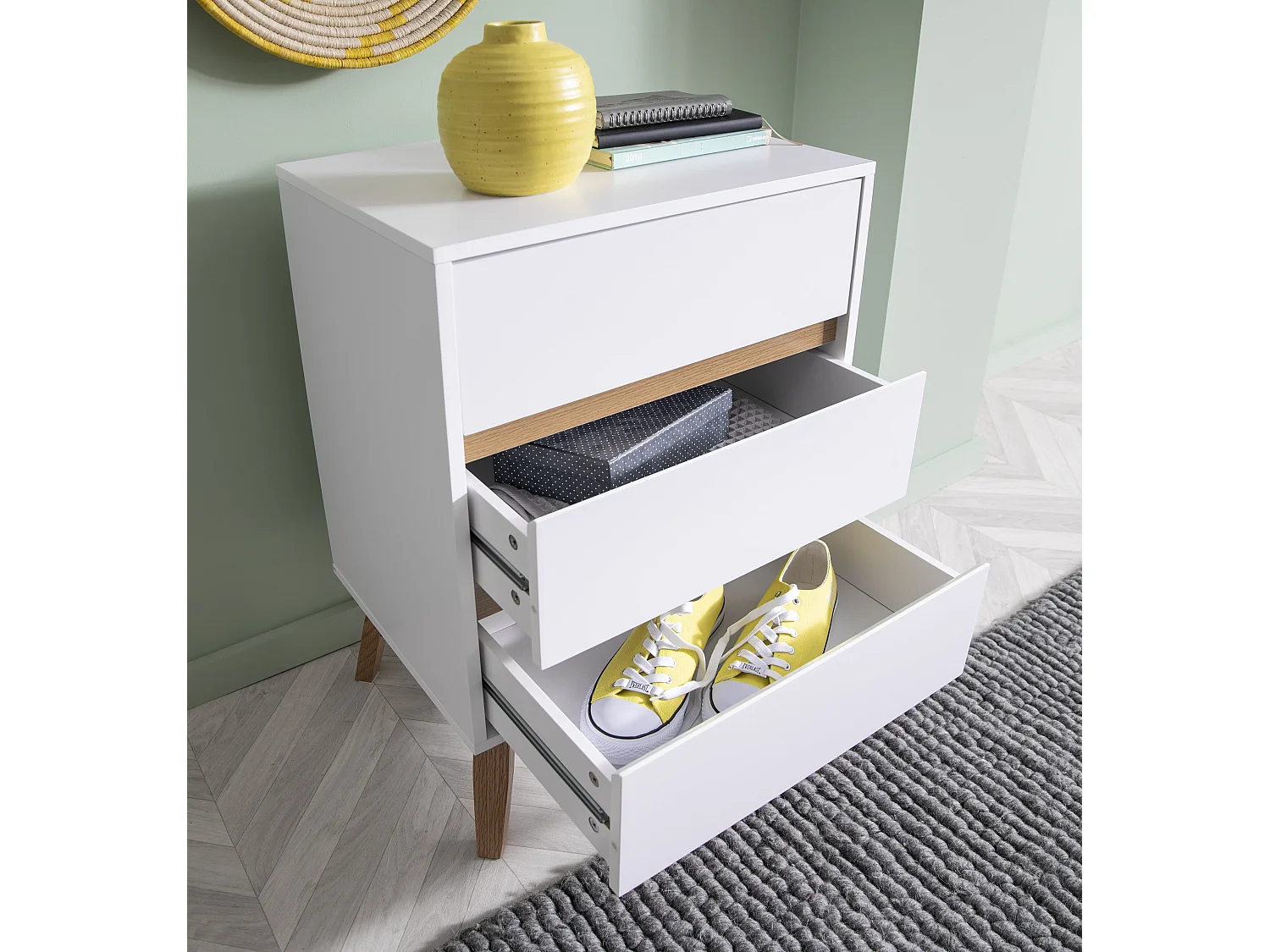 Noa & Nani Otto Chest of Drawers Tall 3 Drawer in White