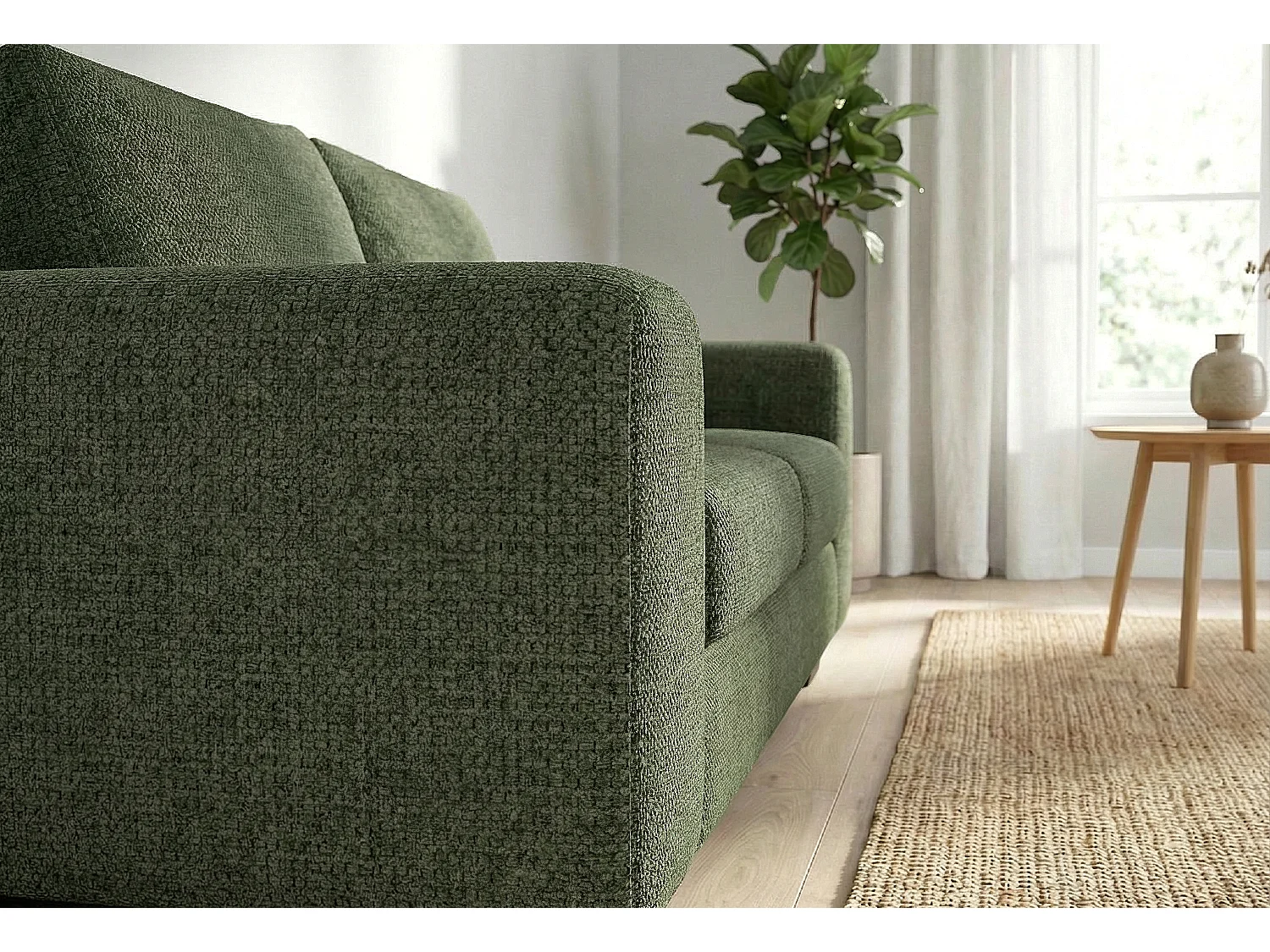 Boston Basket Weave 2 Seater Sofa in Forest Green