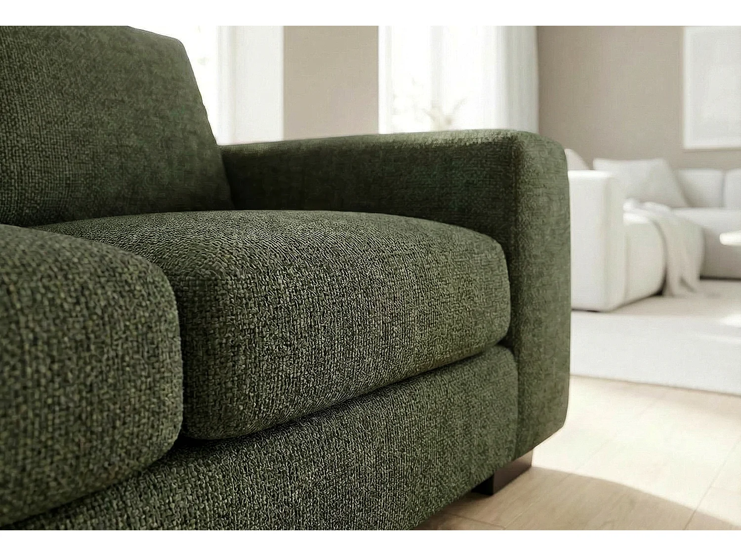 Boston Basket Weave 2 Seater Sofa in Forest Green