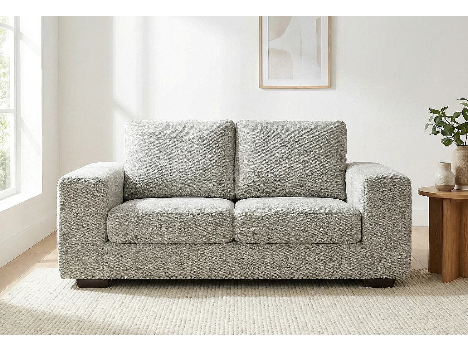 Boston Basket Weave 2 Seater Sofa in Light Grey