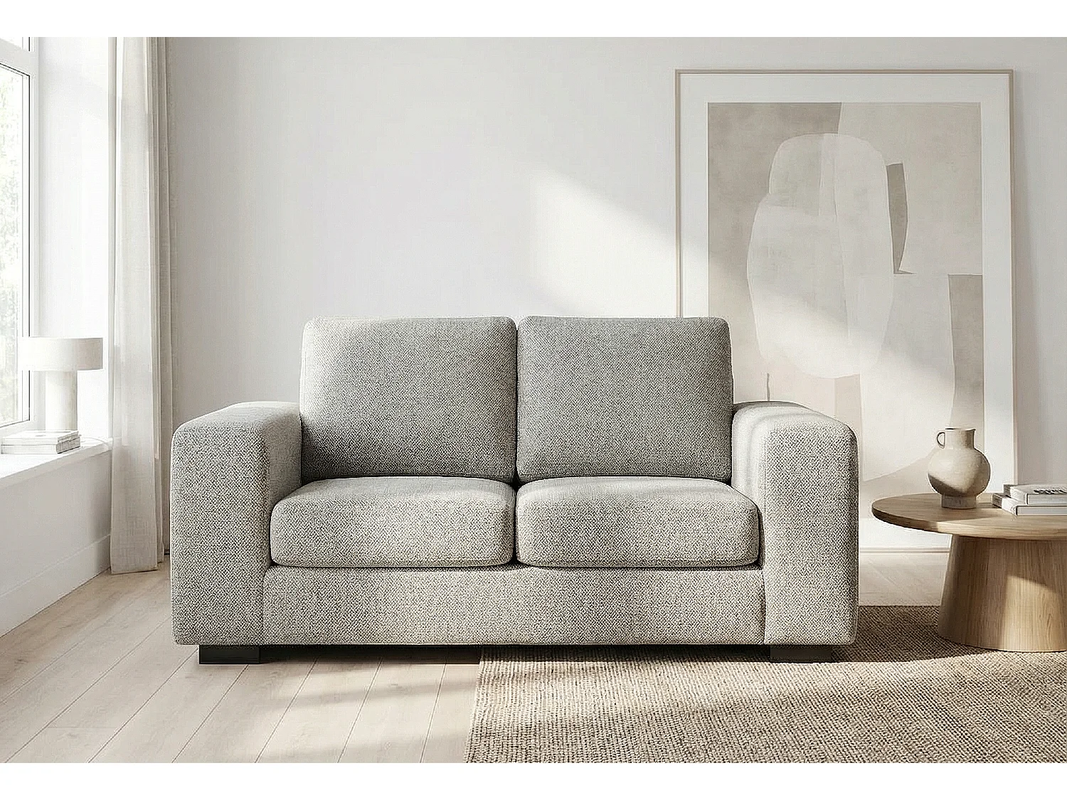 Boston Basket Weave 2 Seater Sofa in Light Grey