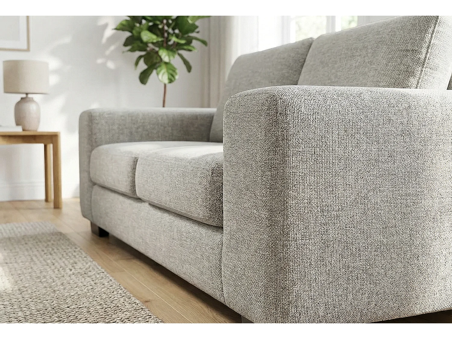 Boston Basket Weave 2 Seater Sofa in Light Grey