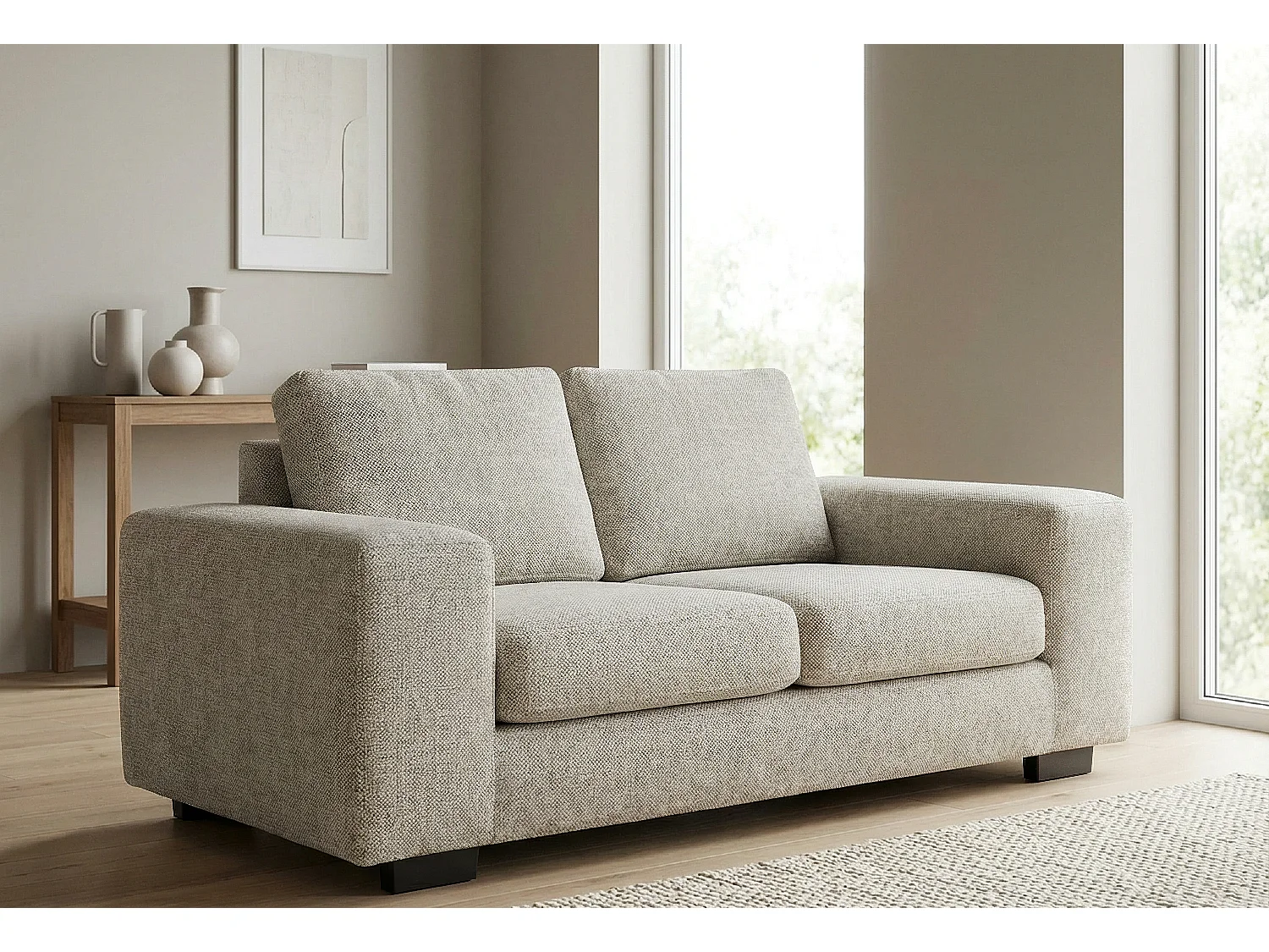 Boston Basket Weave 2 Seater Sofa in Light Grey