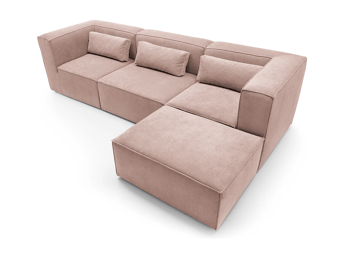 Doris Reversible Corner Sofa in Pink with High-Density Foam