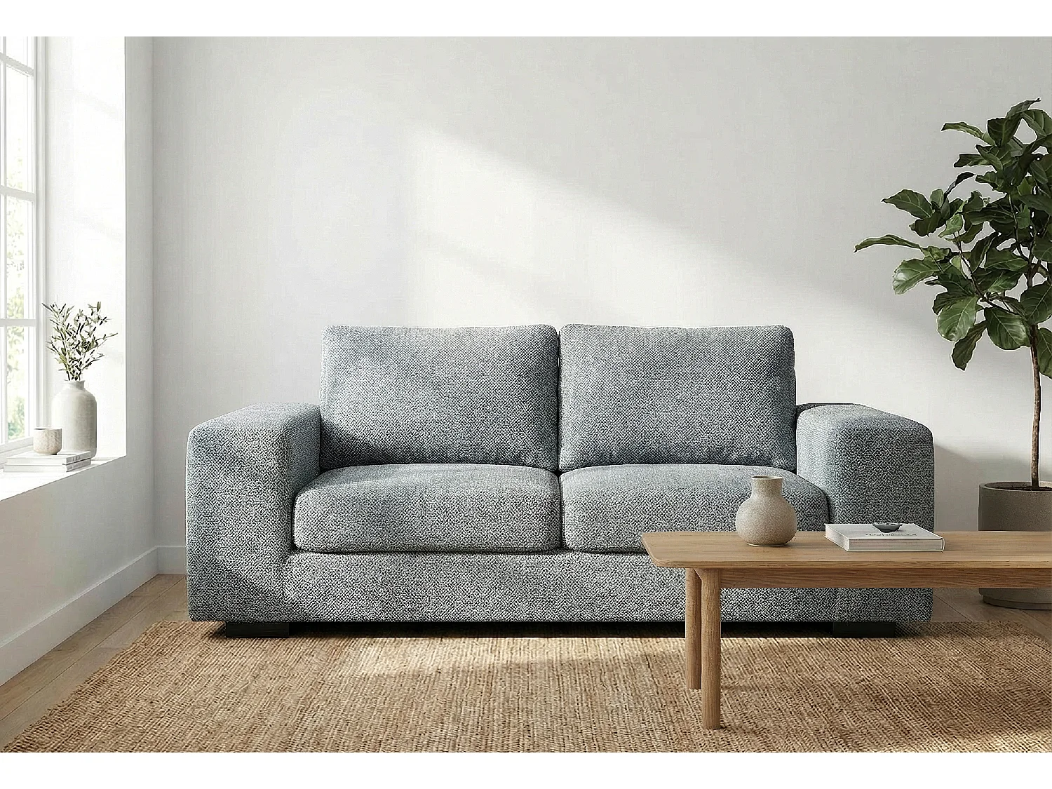 Boston Basket Weave 3 Seater Sofa in Grey