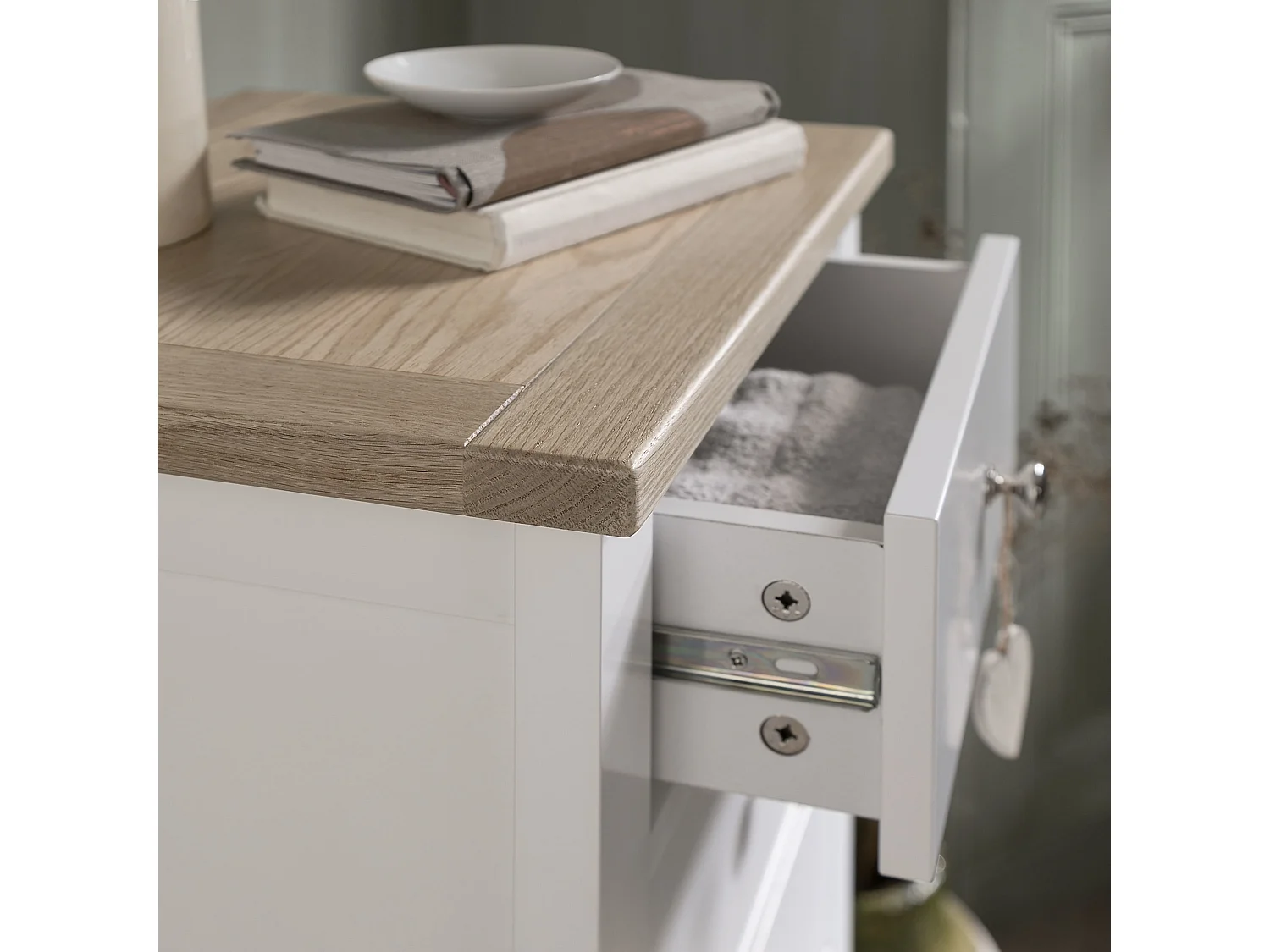 Noa & Nani Leines 6 Drawer Tall Chest of Drawers in White & Oak