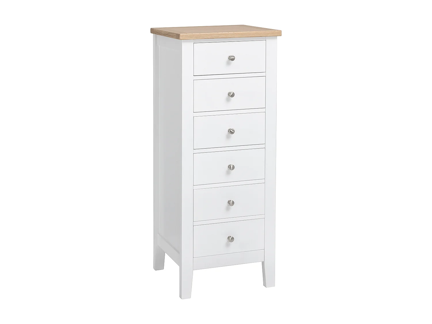 Noa & Nani Leines 6 Drawer Tall Chest of Drawers in White & Oak