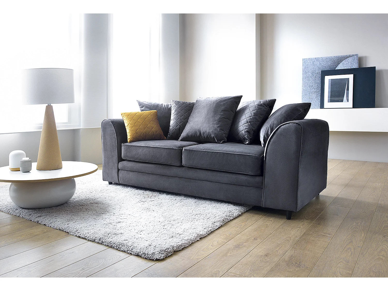 Chicago Velvet 3 Seater Sofa in Dark Grey