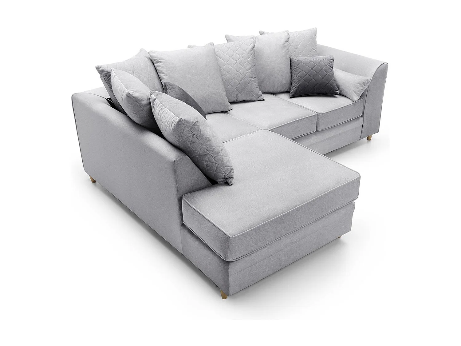 Chicago Velvet Left Facing Corner Sofa in Light Grey