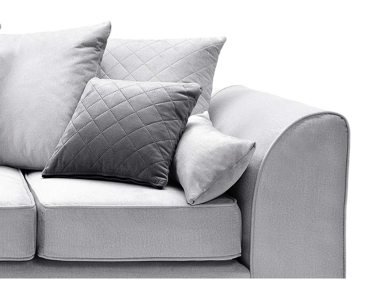 Chicago Velvet Left Facing Corner Sofa in Light Grey