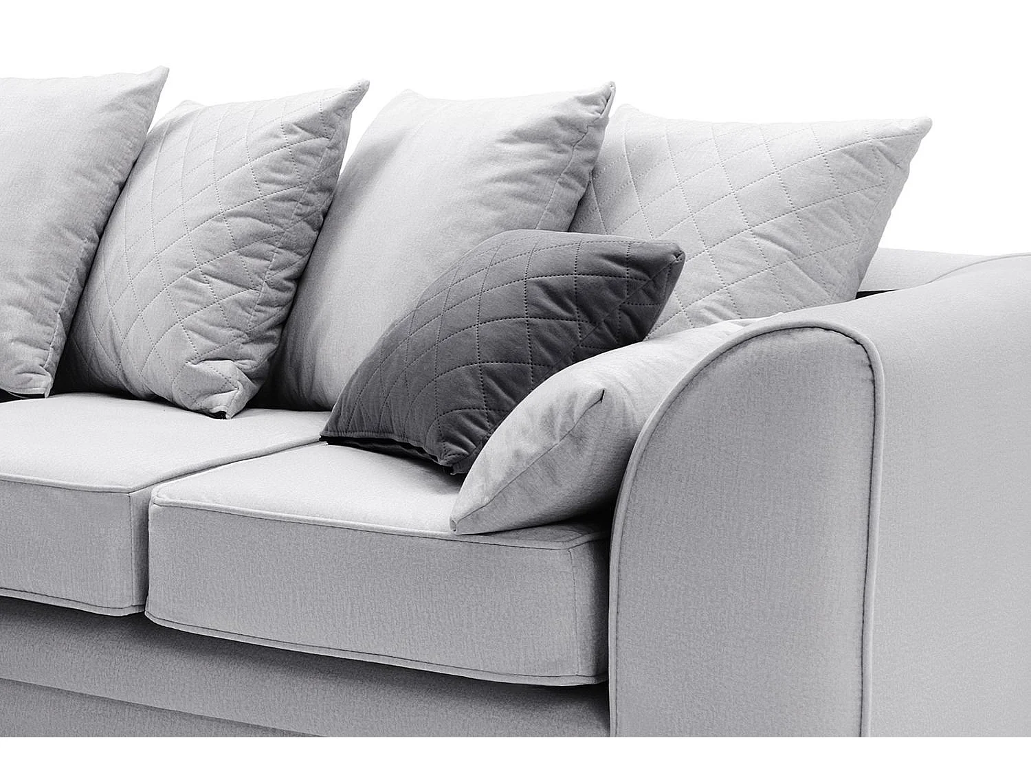 Chicago Velvet Left Facing Corner Sofa in Light Grey