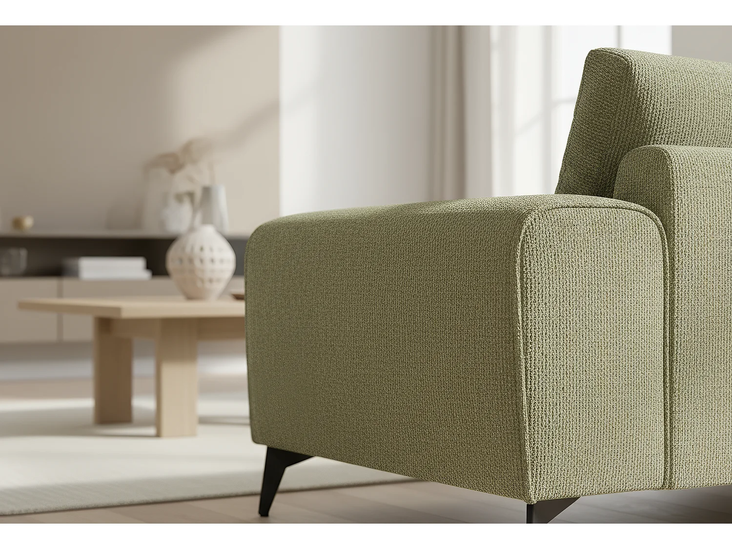 Venice Basket Weave Corner Sofa Left Facing in Olive