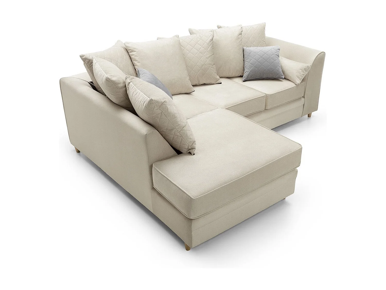 Chicago Velvet Left Facing Corner Sofa in Cream