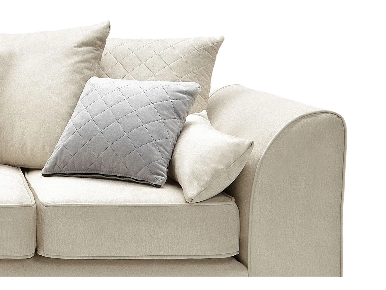 Chicago Velvet Left Facing Corner Sofa in Cream