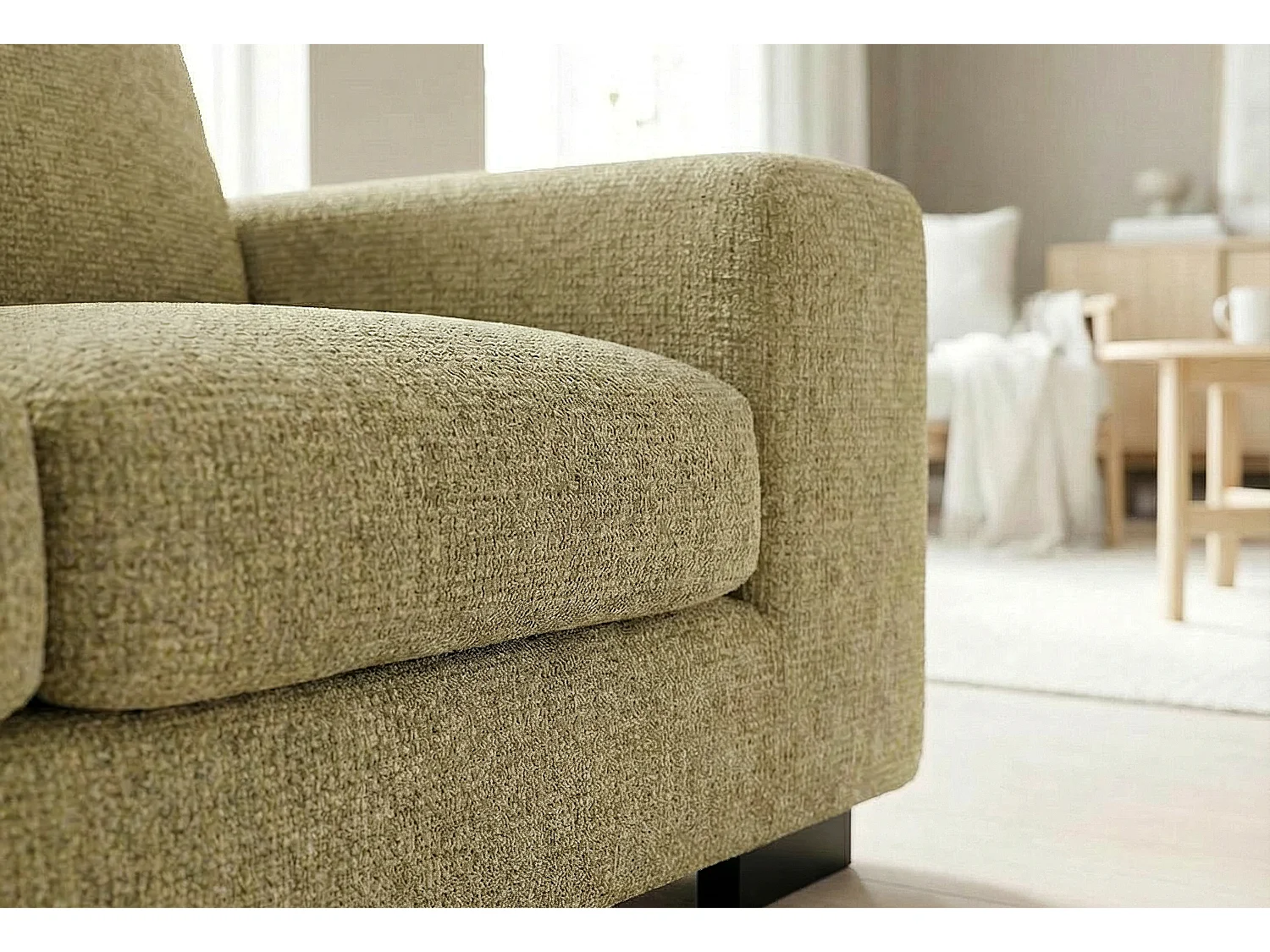 Boston Basket Weave 2 Seater Sofa in Olive Green