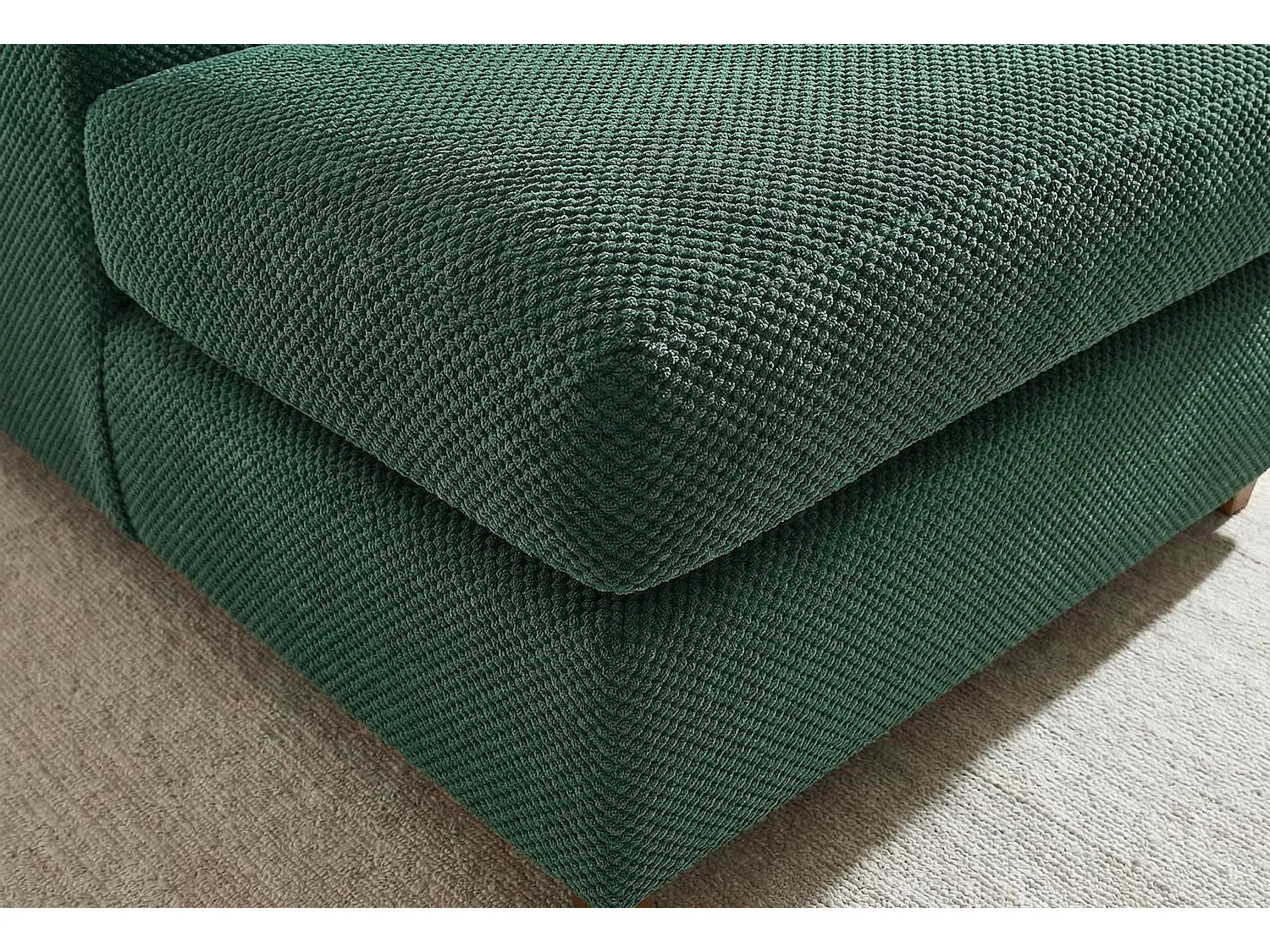 Jumbo Grid-Textured Fabric Corner Sofa with Scatter Cushions Left Facing Forest Green