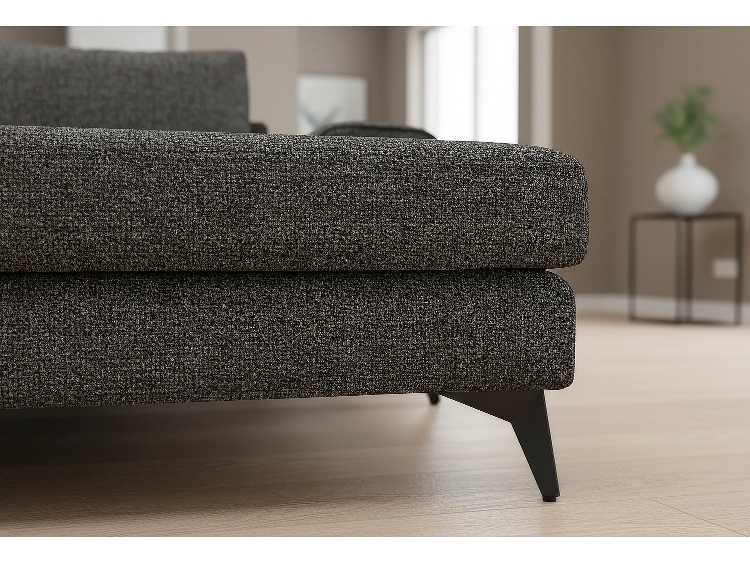 Venice Basket Weave Corner Sofa Right Facing in Graphite