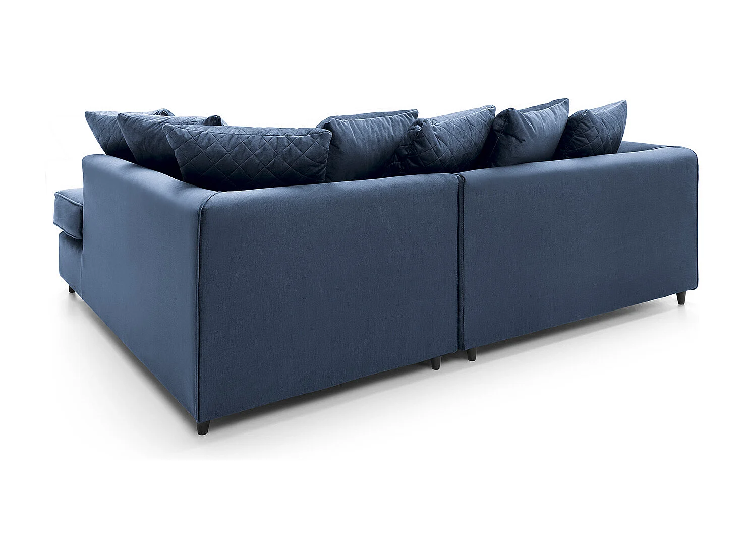 Chicago Velvet Right Facing Corner Sofa in Dark Blue