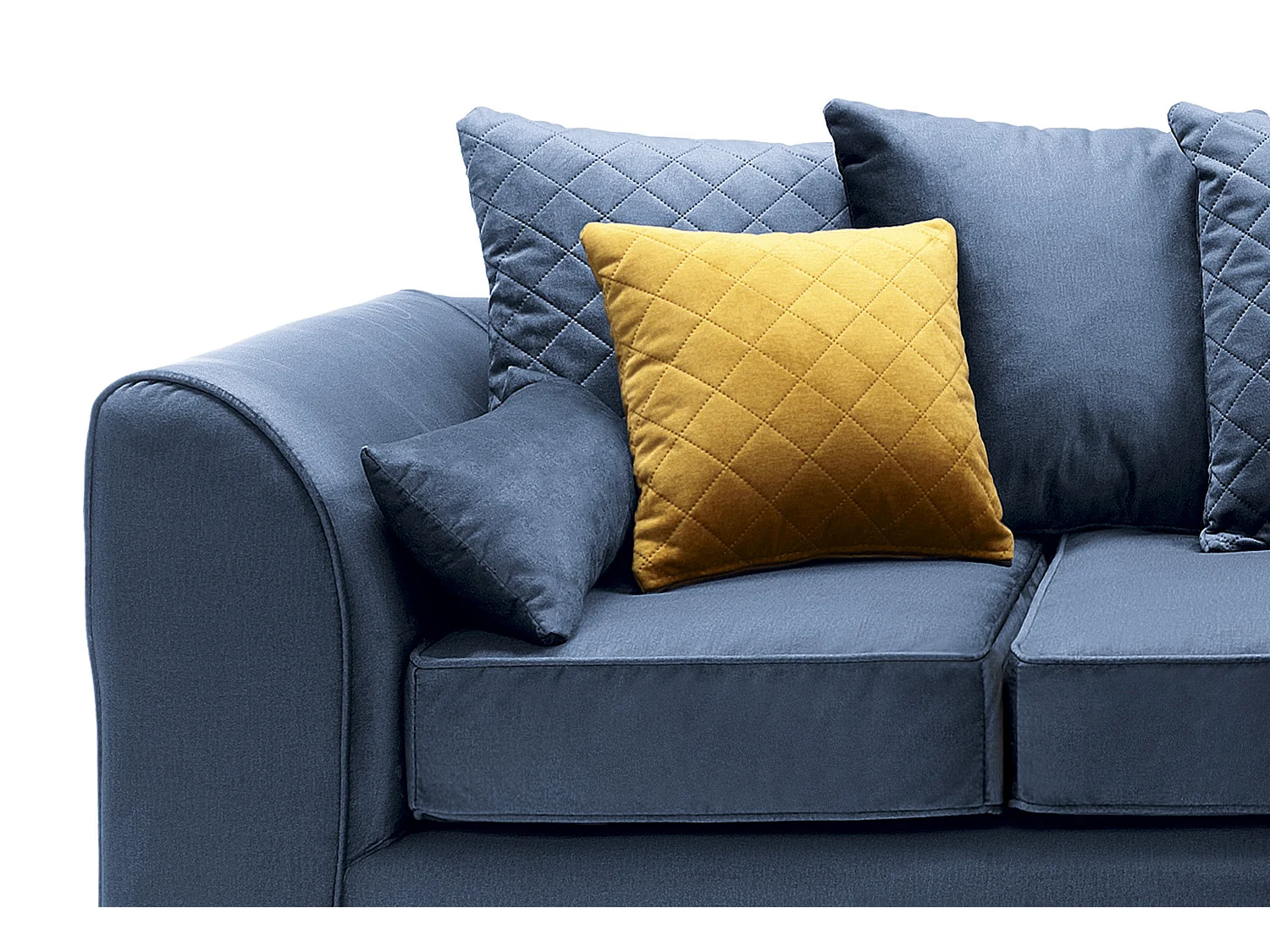 Chicago Velvet Right Facing Corner Sofa in Dark Blue