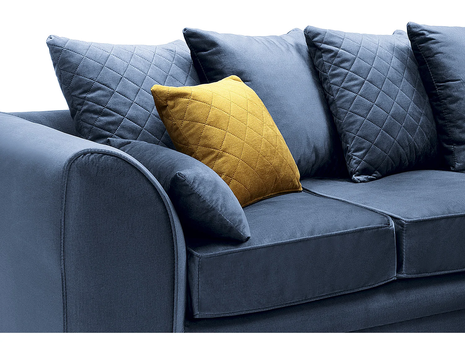 Chicago Velvet Right Facing Corner Sofa in Dark Blue