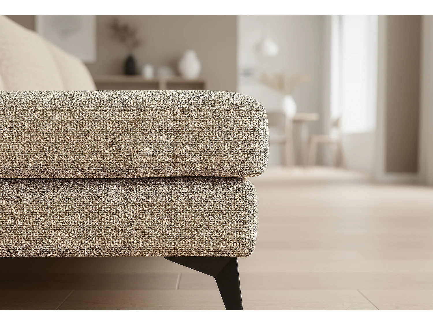 Venice Basket Weave Corner Sofa Left Facing in Cream