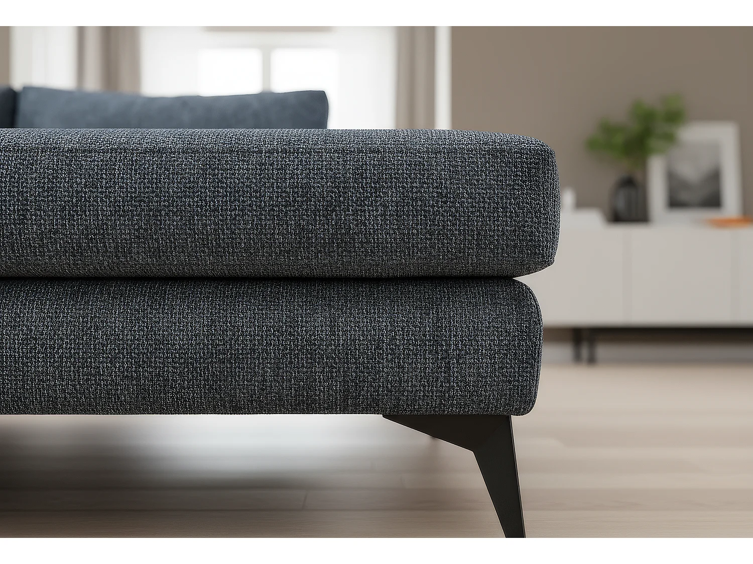 Venice Basket Weave Corner Sofa Right Facing in Light Blue
