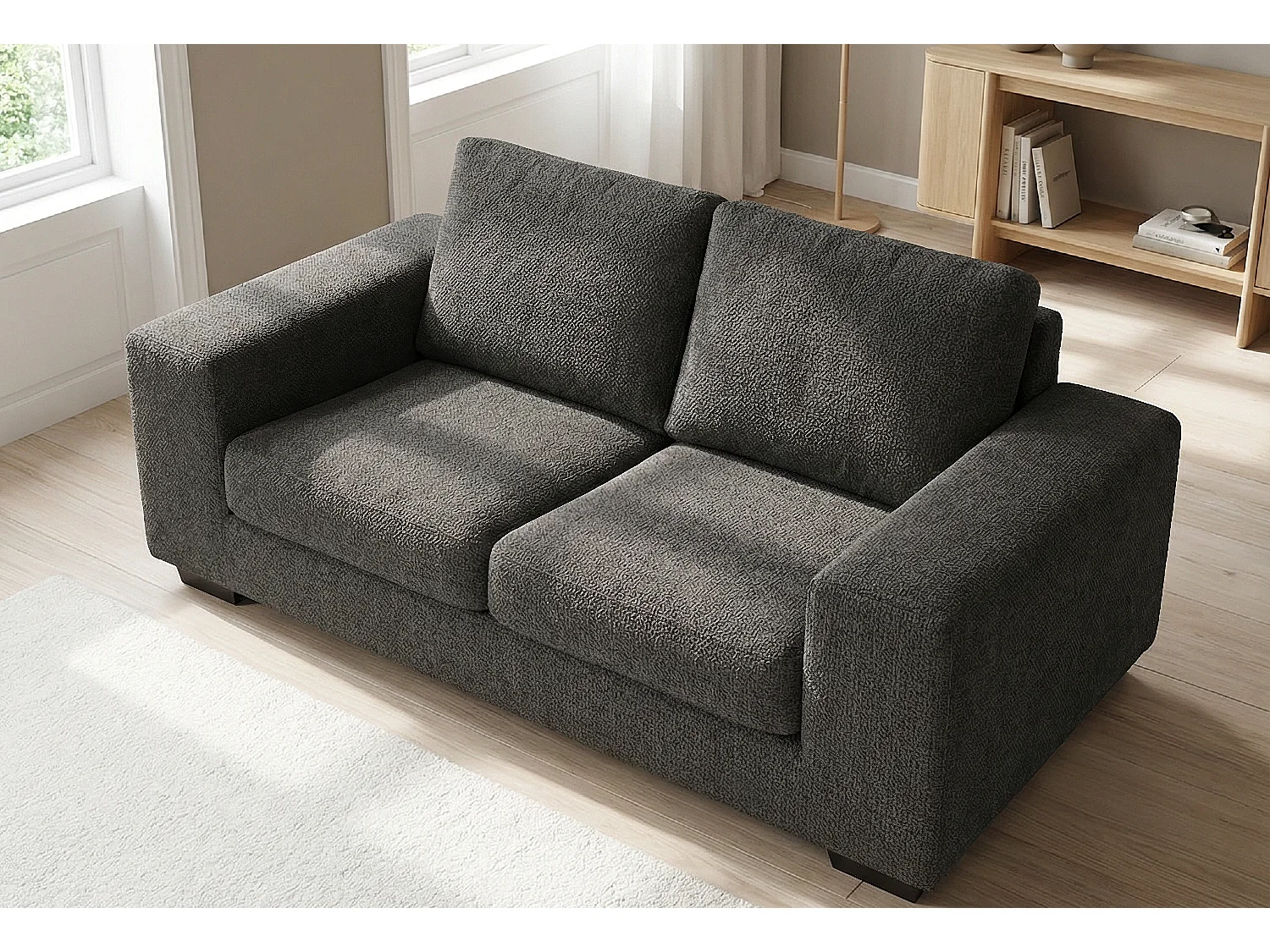 Boston Basket Weave 3 Seater Sofa in Dark Grey