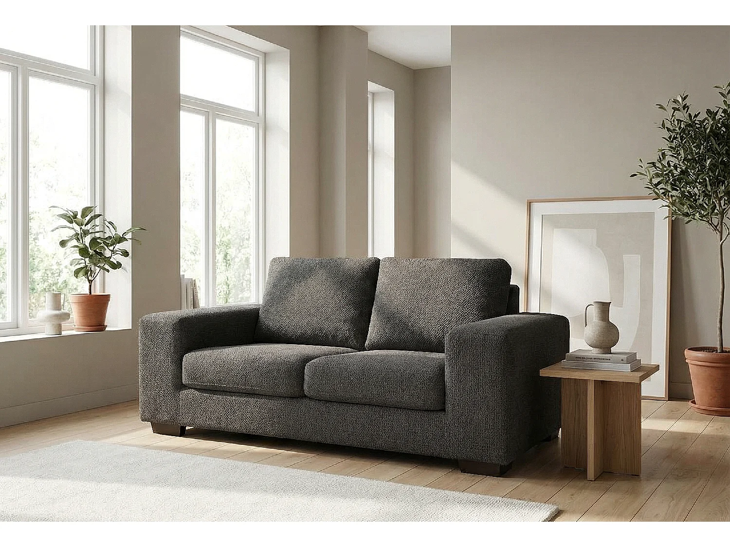 Boston Basket Weave 3 Seater Sofa in Dark Grey