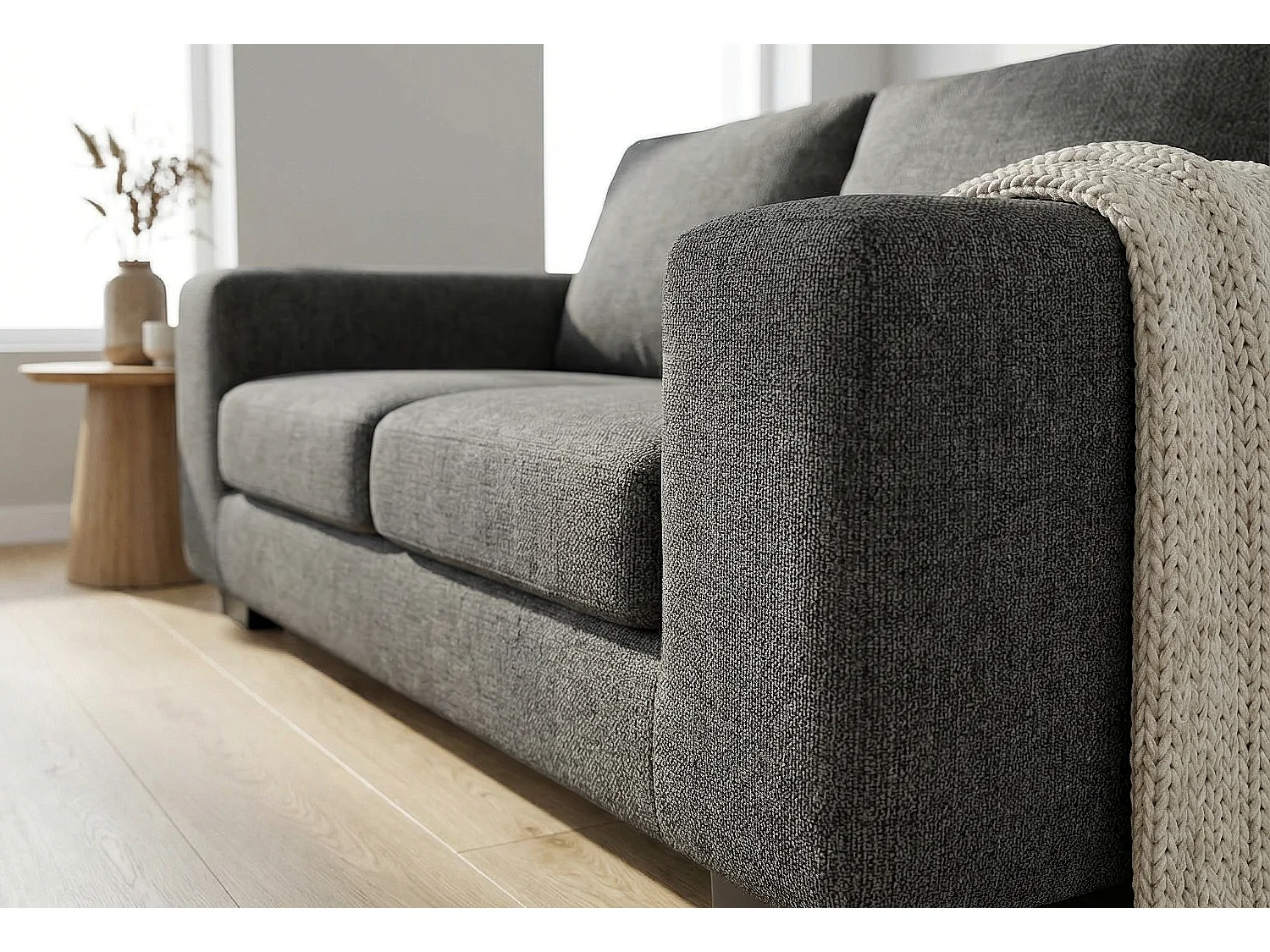 Boston Basket Weave 3 Seater Sofa in Dark Grey