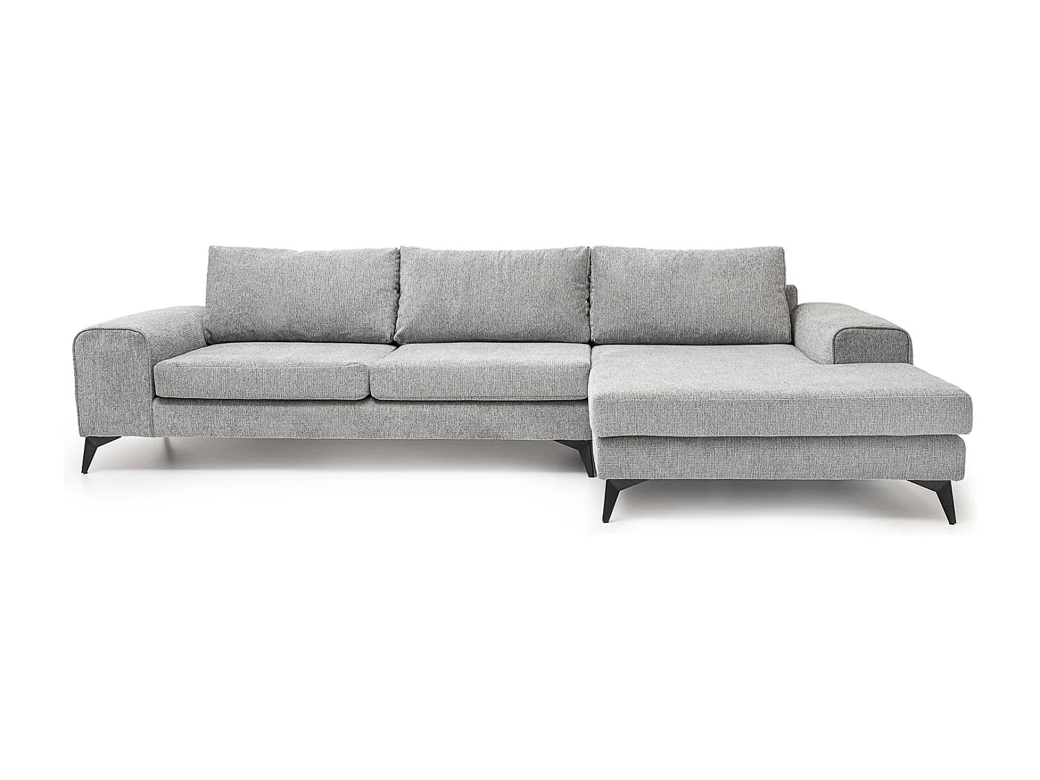 Venice Basket Weave Corner Sofa Right Facing in Light Grey