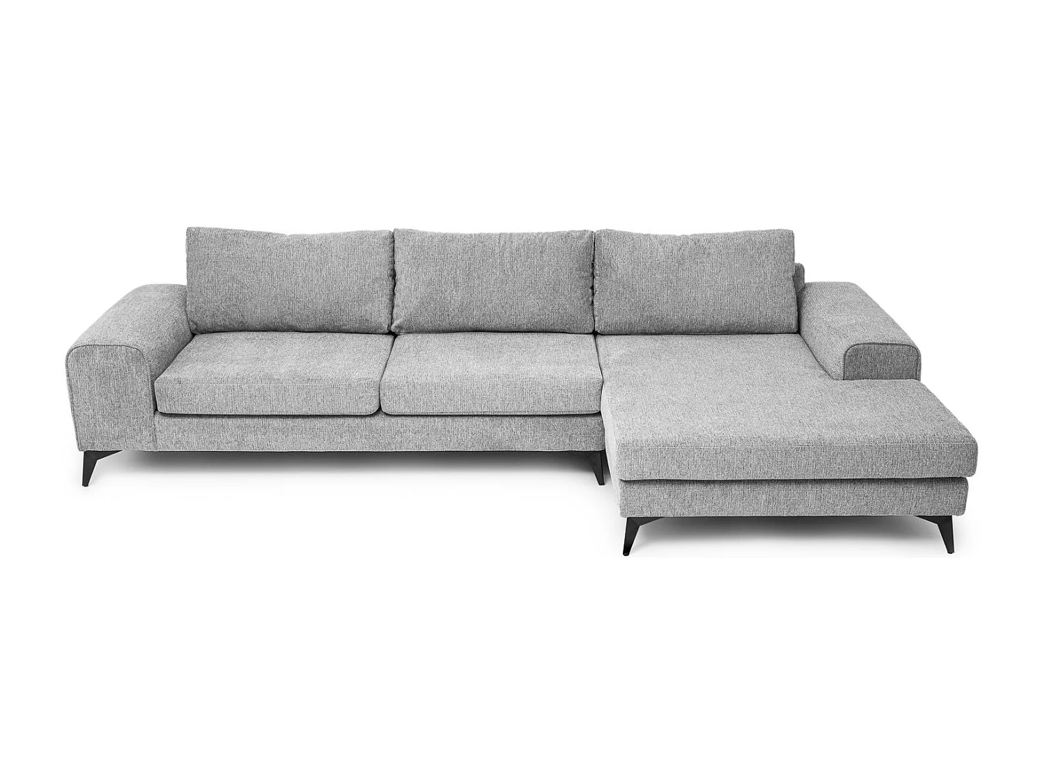 Venice Basket Weave Corner Sofa Right Facing in Light Grey
