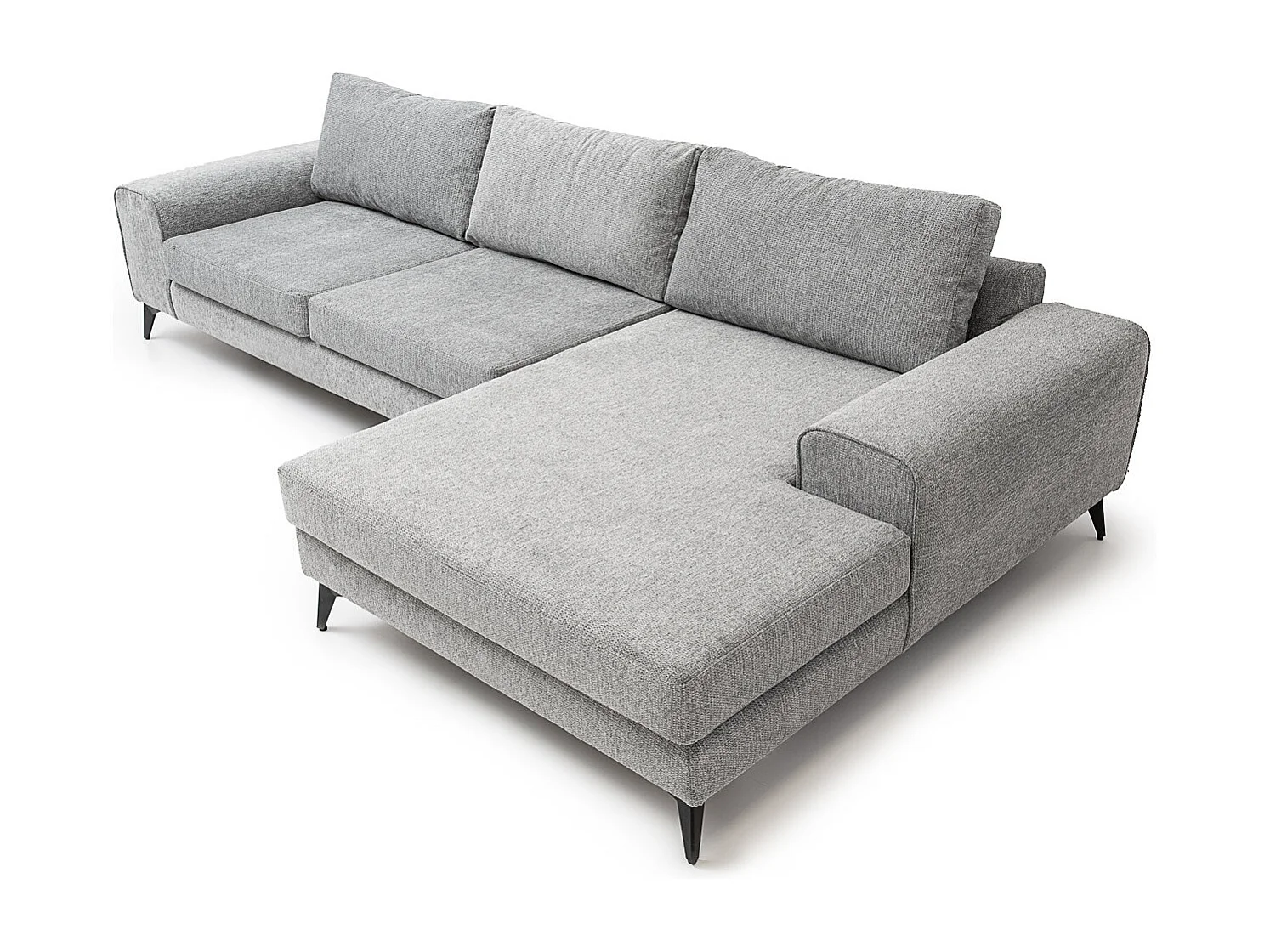 Venice Basket Weave Corner Sofa Right Facing in Light Grey