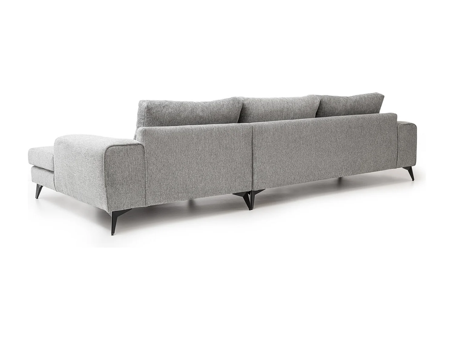 Venice Basket Weave Corner Sofa Right Facing in Light Grey