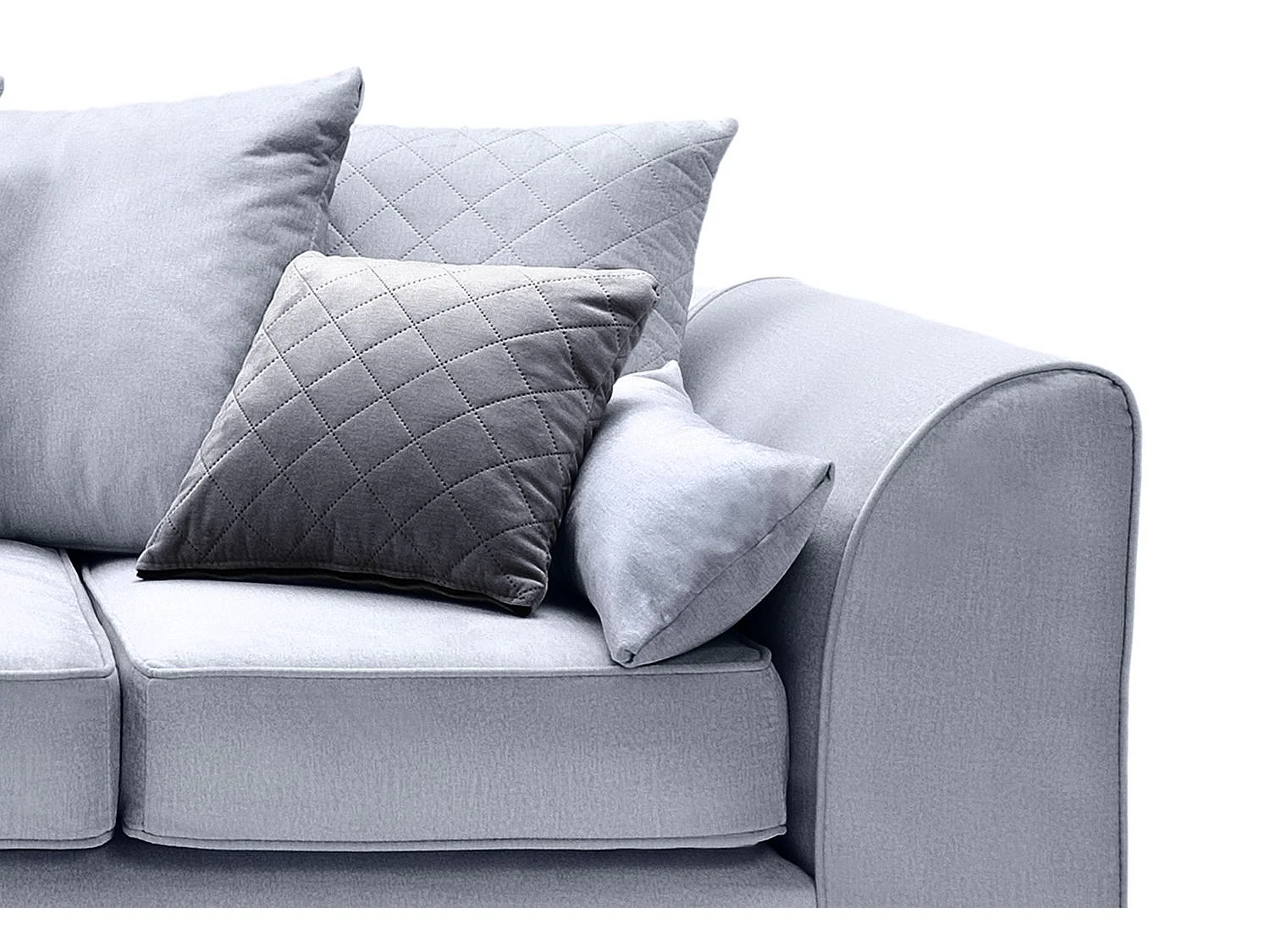 Chicago Velvet Left Facing Corner Sofa in Silver Blue