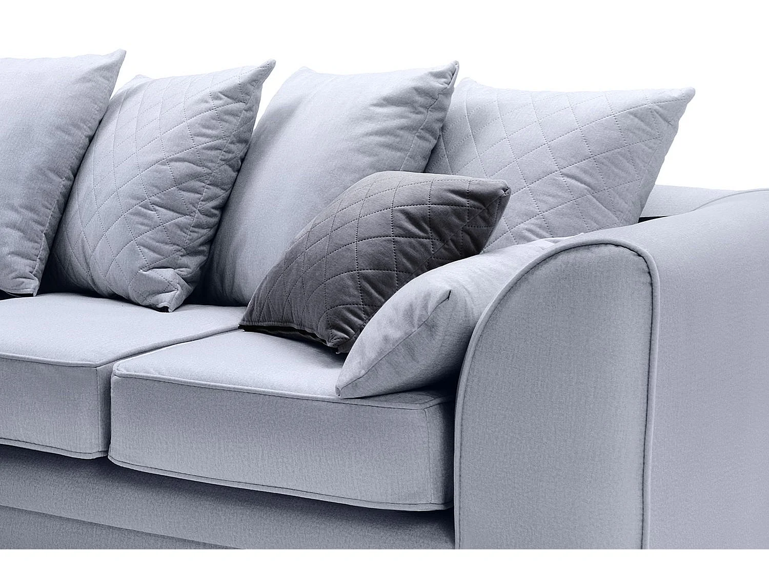 Chicago Velvet Left Facing Corner Sofa in Silver Blue