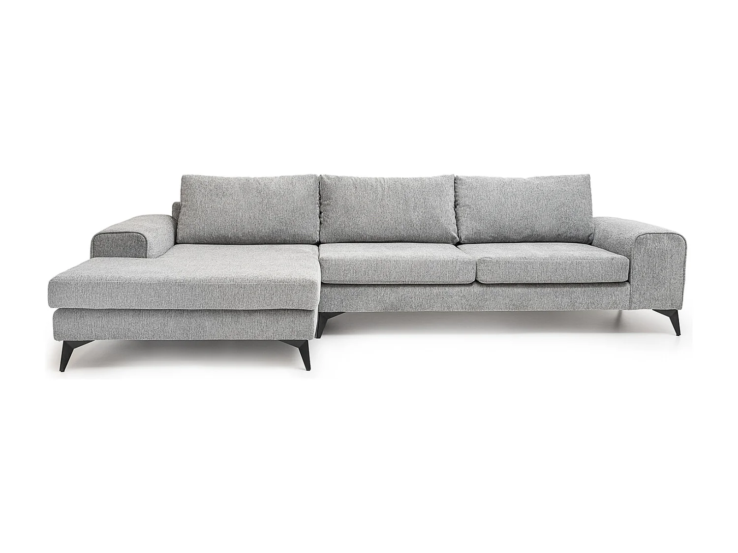 Venice Basket Weave Corner Sofa Left Facing in Light Grey