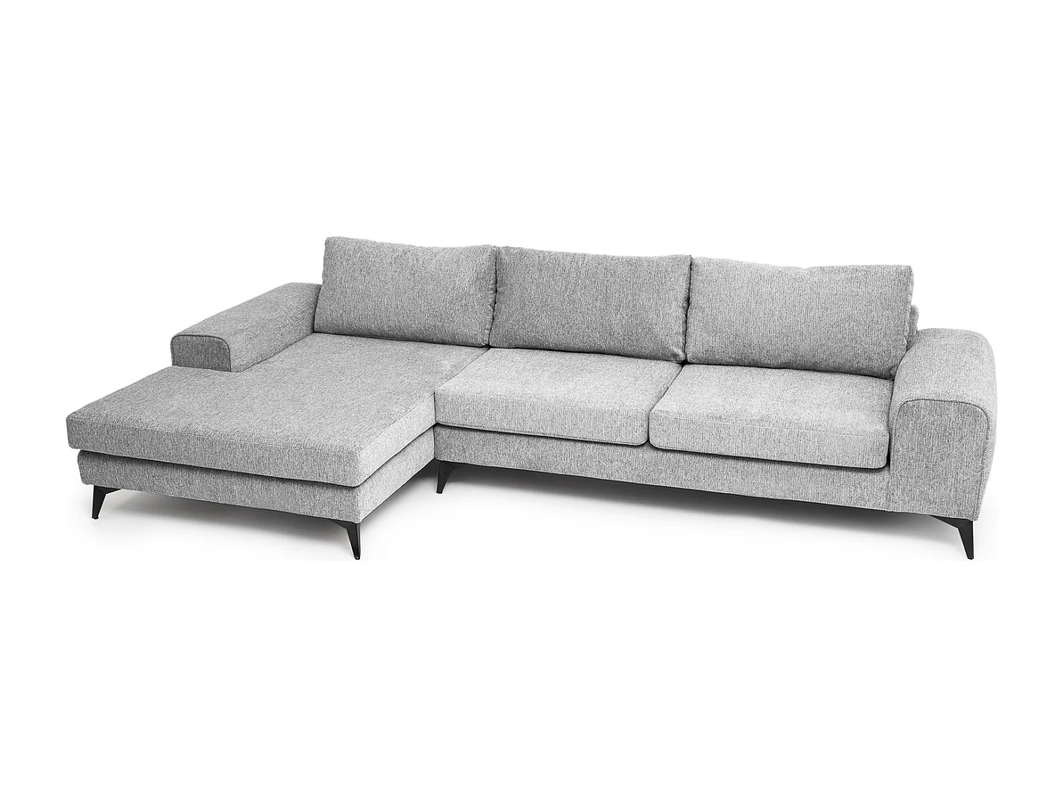 Venice Basket Weave Corner Sofa Left Facing in Light Grey